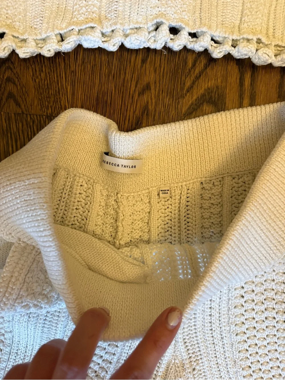 Rebecca Taylor Cream Knit Two-Piece Set with Crochet Trim